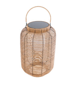 GloboStar® GRAMBIAN 02304 Boho Αυτόνομο Ηλιακό Κρεμαστό/Επιτραπέζιο Φωτιστικό Πορτατίφ LED 5W 200lm 180° με Ενσωματωμένη Μπαταρία IP65 Θερμό Λευκό 3000K Μπεζ Ξύλο - Μ30 x Π30 x Υ48cm - 2 Χρόνια Εγγύηση 12 02304 5