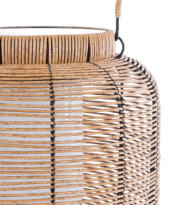 GloboStar® GRAMBIAN 02304 Boho Αυτόνομο Ηλιακό Κρεμαστό/Επιτραπέζιο Φωτιστικό Πορτατίφ LED 5W 200lm 180° με Ενσωματωμένη Μπαταρία IP65 Θερμό Λευκό 3000K Μπεζ Ξύλο - Μ30 x Π30 x Υ48cm - 2 Χρόνια Εγγύηση 14 02304 7