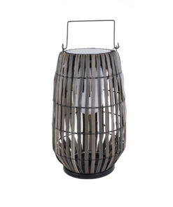 GloboStar® GloboStar® NETLEY 02306 Boho Αυτόνομο Ηλιακό Κρεμαστό/Επιτραπέζιο Φωτιστικό Πορτατίφ LED 5W 200lm 180° με Ενσωματωμένη Μπαταρία IP65 Θερμό Λευκό 3000K Γκρι Ξύλο - Μ30 x Π30 x Υ50cm - 2 Χρόνια Εγγύηση