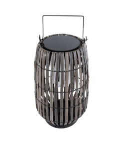 GloboStar® NETLEY 02306 Boho Αυτόνομο Ηλιακό Κρεμαστό/Επιτραπέζιο Φωτιστικό Πορτατίφ LED 5W 200lm 180° με Ενσωματωμένη Μπαταρία IP65 Θερμό Λευκό 3000K Γκρι Ξύλο - Μ30 x Π30 x Υ50cm - 2 Χρόνια Εγγύηση 12 02306 5