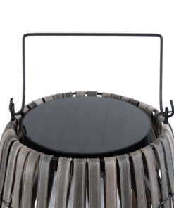 GloboStar® NETLEY 02306 Boho Αυτόνομο Ηλιακό Κρεμαστό/Επιτραπέζιο Φωτιστικό Πορτατίφ LED 5W 200lm 180° με Ενσωματωμένη Μπαταρία IP65 Θερμό Λευκό 3000K Γκρι Ξύλο - Μ30 x Π30 x Υ50cm - 2 Χρόνια Εγγύηση 13 02306 6