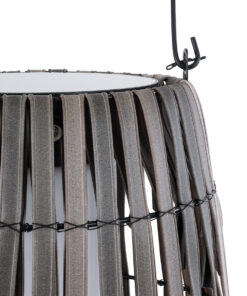 GloboStar® NETLEY 02306 Boho Αυτόνομο Ηλιακό Κρεμαστό/Επιτραπέζιο Φωτιστικό Πορτατίφ LED 5W 200lm 180° με Ενσωματωμένη Μπαταρία IP65 Θερμό Λευκό 3000K Γκρι Ξύλο - Μ30 x Π30 x Υ50cm - 2 Χρόνια Εγγύηση 14 02306 7