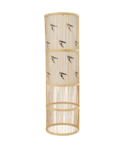 GloboStar® GloboStar® FALKLAND 02307 Boho Επιδαπέδιο Φωτιστικό Μονόφωτο 1 x E27 IP20 Μπεζ Ξύλο με Λευκό Ύφασμα - Μ30 x Π30 x Υ100cm