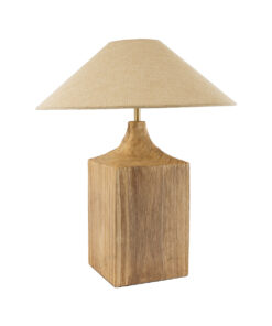 Alternative view of GloboStar® LAFRONTERA 02313 Boho Επιτραπέζιο Φωτιστικό Πορτατίφ Μονόφωτο 1 x E27 IP20 Μπεζ Ξύλο με Μπεζ Ύφασμα - Μ50 x Μ50 x Υ60cm