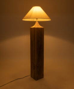 Alternative view of GloboStar® LAFRONTERA 02314 Boho Επιδαπέδιο Φωτιστικό Μονόφωτο 1 x E27 IP20 Καφέ Ξύλο με Μπεζ Ύφασμα - Μ55 x Π55 x Υ140cm