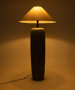 Alternative view of GloboStar® OLIANA 02315 Boho Επιδαπέδιο Φωτιστικό Μονόφωτο 1 x E27 IP20 Γκρι Κεραμικό με Μπεζ Ύφασμα - Μ55 x Π55 x Υ110cm