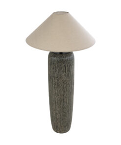 GloboStar® OLIANA 02315 Boho Επιδαπέδιο Φωτιστικό Μονόφωτο 1 x E27 IP20 Γκρι Κεραμικό με Μπεζ Ύφασμα - Μ55 x Π55 x Υ110cm 14 02315 5