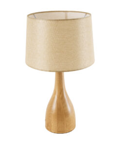 GloboStar® BERKBAY 02319 Boho Επιτραπέζιο Φωτιστικό Πορτατίφ Μονόφωτο 1 x E27 IP20 Μπεζ Ξύλο με Μπεζ Ύφασμα - Μ32 x Π32 x Υ55cm 11 02319 5
