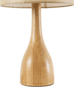 GloboStar® BERKBAY 02319 Boho Επιτραπέζιο Φωτιστικό Πορτατίφ Μονόφωτο 1 x E27 IP20 Μπεζ Ξύλο με Μπεζ Ύφασμα - Μ32 x Π32 x Υ55cm 12 02319 6