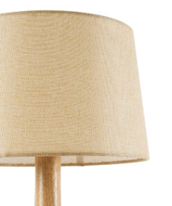 GloboStar® BERKBAY 02319 Boho Επιτραπέζιο Φωτιστικό Πορτατίφ Μονόφωτο 1 x E27 IP20 Μπεζ Ξύλο με Μπεζ Ύφασμα - Μ32 x Π32 x Υ55cm 13 02319 7