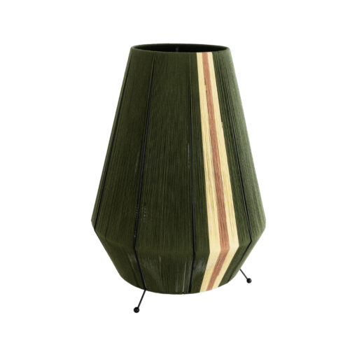 GloboStar® GLOBOSTAR® SALERNO 02332 Boho Επιδαπέδιο Φωτιστικό με Ντουί 1 x E27 AC 220-240V IP20 - Σκούρο Πράσινο & Μπεζ - Μ50 x Π50 x Υ70cm