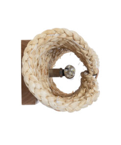 GloboStar® GUAVA 02385 Boho Επιτοίχιο Φωτιστικό Απλίκα Δίφωτο 2 x G9 IP20 Μπεζ Ξύλο με Καφέ Δέρμα - Μ11 x Π13 x Υ30cm 12 02385 6