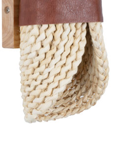 GloboStar® GUAVA 02385 Boho Επιτοίχιο Φωτιστικό Απλίκα Δίφωτο 2 x G9 IP20 Μπεζ Ξύλο με Καφέ Δέρμα - Μ11 x Π13 x Υ30cm 13 02385 7