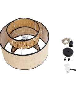 GLOBOSTAR® BRAVADO 02386 Boho Κρεμαστό Φωτιστικό Οροφής με Ντουί 1 x E27 AC 220-240V IP20 - Μπεζ- Μ40 x Π40 x Υ35cm 22 02386 11