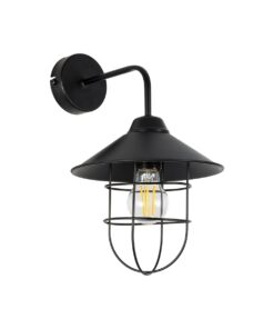 GloboStar® GloboStar® CAGE 203-0096 Vintage Επιτοίχιο Φωτιστικό Απλίκα Μονόφωτο 1 x E27 IP20 Μαύρο Πλαστικό - M22 x Π28 x Υ35cm