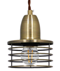 GloboStar® GLOBOSTAR® MANHATTAN 01455 Μοντέρνο Κρεμαστό Φωτιστικό Οροφής με Ντουί 1 x E27 AC 220-240V IP20 - Μπρούτζινο - Μ11 x Π11 x Υ14cm