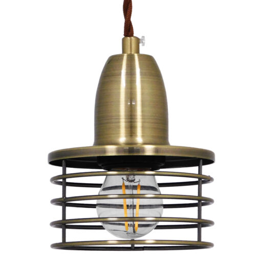 GloboStar® GLOBOSTAR® MANHATTAN 01455 Μοντέρνο Κρεμαστό Φωτιστικό Οροφής με Ντουί 1 x E27 AC 220-240V IP20 - Μπρούτζινο - Μ11 x Π11 x Υ14cm