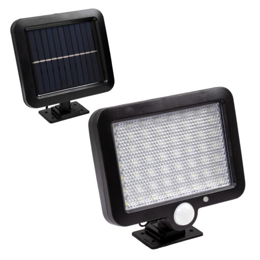GloboStar® GloboStar® 71458 Αυτόνομος Ηλιακός Προβολέας LED SMD 20W 1200lm με Ενσωματωμένη Μπαταρία 2400mAh - Φωτοβολταϊκό Πάνελ με Αισθητήρα Ημέρας-Νύχτας - PIR Αισθητήρα Κίνησης Αδιάβροχο IP65 Ψυχρό Λευκό 6000K