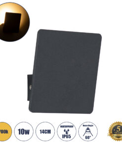 GloboStar® GloboStar® CUADRADO 60571 Φωτιστικό Τοίχου - Απλίκα Αρχιτεκτονικού Φωτισμού Εσωτερικού/Εξωτερικού Χώρου Up or Down LED 10W 1000lm 60° AC220-240V Αδιάβροχο IP65 - Σώμα Αλουμινίου & Tempered Glass - Μ14 x Π14 x Υ4.5cm - Θερμό Λευκό 2700K - Μαύρο - Bridgelux Chip - 5 Years Warranty