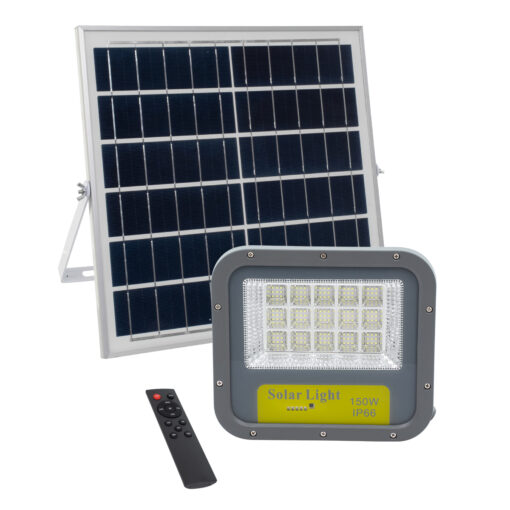 GloboStar® GloboStar® HECATE 90205 Αυτόνομος Ηλιακός Προβολέας LED SUPREME Series SMD 150W 15000lm με Ενσωματωμένη Μπαταρία 15000mAh - Φωτοβολταϊκό Πάνελ με Αισθητήρα Ημέρας-Νύχτας και Ασύρματο Χειριστήριο RF 2.4Ghz Αδιάβροχος IP66 Ψυχρό Λευκό 6000K - 3 Χρόνια Εγγύηση
