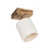 GloboStar® GloboStar® CUP 203-0057 Vintage Φωτιστικό Οροφής Σποτ Μονόφωτο 1 x E27 IP20 Μπεζ Ξύλο με Λευκό Ύφασμα - Μ14.5 x Π14.5 x Υ25cm