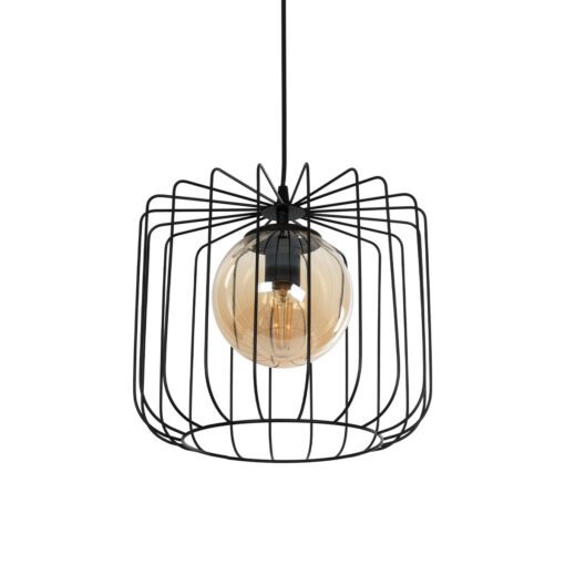 GloboStar® GLOBOSTAR® FLAMIA 201-0099 Vintage Κρεμαστό Φωτιστικό Οροφής με Ντουί 1 x E27 AC 220-240V IP20 - Μαύρο & Μελί - Μ31 x Π31 x Υ29cm