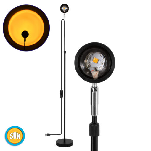 GloboStar® GloboStar® 00819 Μοντέρνο Minimal Επιδαπέδιο Φωτιστικό Μεταλλικό Μονόφωτο LED 12W DC 5V με Projector LENS Ειδικού Εφέ & Καλώδιο Τροφοδοσίας USB Rotation Head 180° SUN