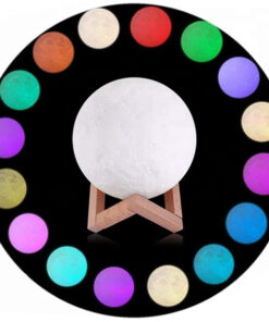 Επαναφορτιζόμενο Διακοσμητικό Ανάγλυφο Φωτιστικό Αφής 3D Moon 20cm RGBW Ντιμαριζόμενο με Ασύρματο Χειριστήριο GloboStar 07030 14 05