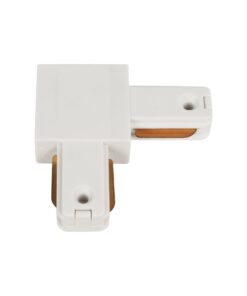 GloboStar® GLOBOSTAR® EUROTRACK-1PH 60906 Μονοφασικός Σύνδεσμος Γ Ράγας 2 Καλωδίων 1L+1N για Σύστημα Ράγας Eurotrack-1PH AC 220-240V IP20 - Λευκό Ματ - Μ6.5 x Π6.5 x Υ1.6cm