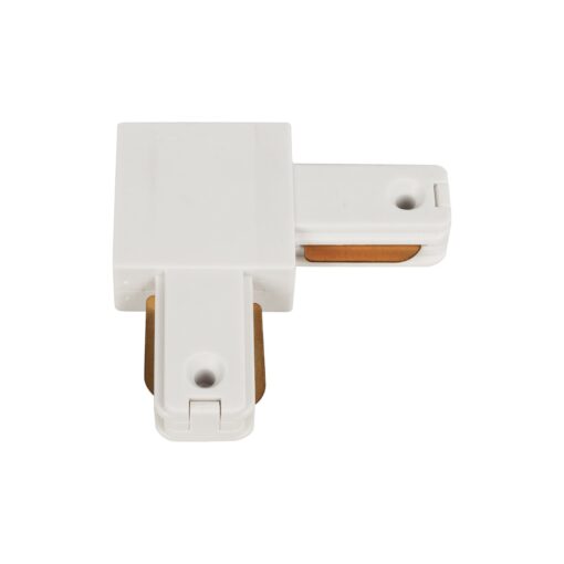 GloboStar® GLOBOSTAR® EUROTRACK-1PH 60906 Μονοφασικός Σύνδεσμος Γ Ράγας 2 Καλωδίων 1L+1N για Σύστημα Ράγας Eurotrack-1PH AC 220-240V IP20 - Λευκό Ματ - Μ6.5 x Π6.5 x Υ1.6cm