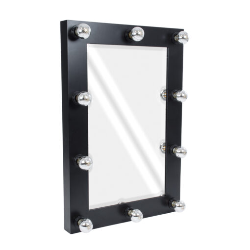 GloboStar® GloboStar® MAKEUP MIRROR-60x90-5 Μοντέρνος Καθρέπτης Μακιγιάζ με Πλαίσιο Φυσικού Ξύλου με Διακόπτη On/Off 10 x E27 AC220-240V - Μ60 x Π7 x Υ90cm - Μαύρος Έβενος