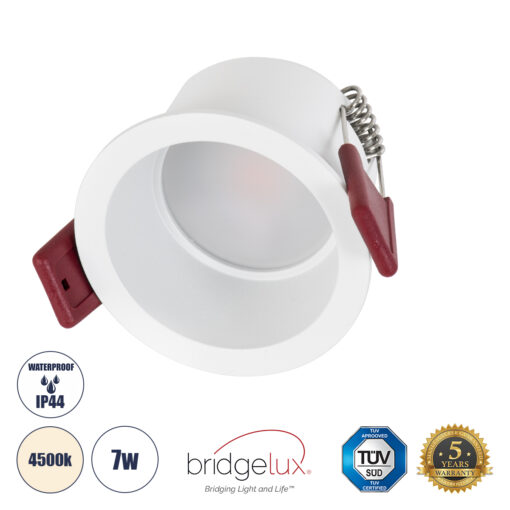 GloboStar® GloboStar® IP 60344 Χωνευτό LED Spot Downlight TrimLess Μπάνιου & WC Φ6.6cm 7W 750lm 45° AC 220-240V IP44 Φ6.6 x Υ5.3cm - Στρόγγυλο - Λευκό - Φυσικό Λευκό 4500K - Bridgelux COB - TÜV Certified Driver - 5 Years Warranty