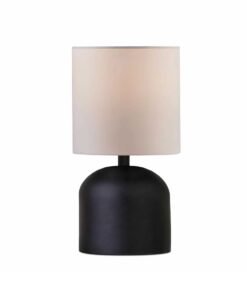 GloboStar® GloboStar® LOREN 204-0138 Μοντέρνο Eπιτραπέζιο Φωτιστικό Μονόφωτο 1 x E27 IP20 Μαύρο Μέταλλο με Μπεζ Ύφασμα - Μ15 x Π15 x Υ31cm