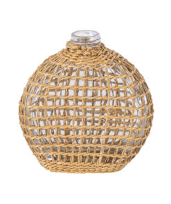 GloboStar® GloboStar® MANDY 35624 Διακοσμητικό Βάζο Γυάλινο Διάφανο με Μπαμπού Μ10.5 x Π4 x Υ11cm