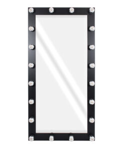 Alternative view of GloboStar® MAKEUP MIRROR-160x80-5 Μοντέρνος Καθρέπτης Μακιγιάζ με Πλαίσιο Φυσικού Ξύλου με Διακόπτη On/Off 20 x E27 AC220-240V - Μ80 x Π7 x Υ160cm - Μαύρος Έβενος