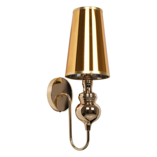 GloboStar® GloboStar® LAURA 01497 Μοντέρνο Επιτοίχιο Φωτιστικό Απλίκα Μονόφωτο 1 x E27 IP20 Χρυσό Μέταλλο - Μ21 x Π15 x Y48cm