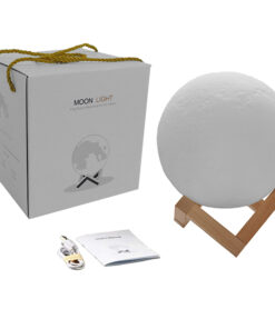 Επαναφορτιζόμενο Διακοσμητικό Ανάγλυφο Φωτιστικό Αφής 3D Moon 20cm RGBW Ντιμαριζόμενο με Ασύρματο Χειριστήριο GloboStar 07030 18 07028 0003
