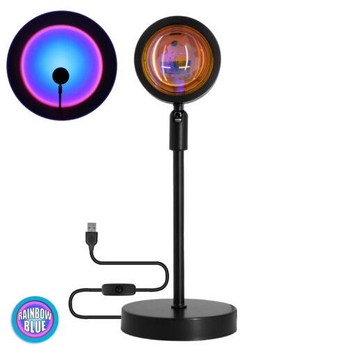 GloboStar® GloboStar® 00812 Επιτραπέζιο Φωτιστικό Πορτατίφ LED 12W -lm 180° DC 5V IP20 Μπλε - Μωβ - Ροζ RAINBOW EFFECT Μαύρο Μέταλλο με Διάφανο Πλαστικό - Μ10 x Π10 x Υ26.5cm - 2 Xρόνια Εγγύηση