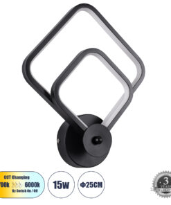 GloboStar® GLOBOSTAR® ANNA 61085 Μοντέρνο Φωτιστικό Τοίχου - Απλίκα LED 15W 1800lm 300° AC 220-240V IP20 Ρυθμιζόμενο Λευκό CCT με On/Off 2700K/4500K/6000K - Lumileds SMD Chip - Μαύρο Ματ - Μ25 x Π8 x Υ30cm - 3 Χρόνια Εγγύηση