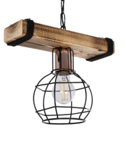 GloboStar® GLOBOSTAR® STARLO 201-0004 Vintage Κρεμαστό Φωτιστικό Οροφής με Ντουί 1 x E27 AC 220-240V IP20 - Μπεζ & Μαύρο - Μ30 x Π16 x Υ23cm