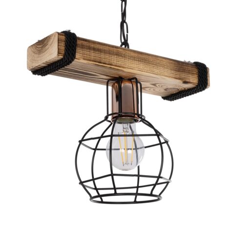 GloboStar® GLOBOSTAR® STARLO 201-0004 Vintage Κρεμαστό Φωτιστικό Οροφής με Ντουί 1 x E27 AC 220-240V IP20 - Μπεζ & Μαύρο - Μ30 x Π16 x Υ23cm