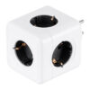 GloboStar® GLOBOSTAR® POWERCUBE 79627 Πολύπριζο 5 Θέσεων με 5 x EU Schuko Πρίζες Ασφαλείας Childproof AC 220-240V 3680W/16A Max Load IP20 - Λευκό & Γκρι - Μ7.5 x Π11.5 x Υ7.5cm