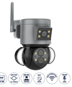 GloboStar® GloboStar® 86077 Επιτοίχια Κάμερα Πρίζας WiFi HD 1080P 350° Διπλή Κατέυθυνση Ομιλίας & Ανιχνευτή Κίνησης - Απομακρυσμένος Έλεγχος - Αδιάβροχη IP65 - Γρι Μαύρο - Μ15 x Π14.5 x Y15cm - 2 Χρόνια Εγγύηση