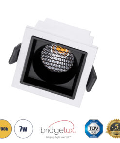 GloboStar® GLOBOSTAR® PLUTO-S 60265 Χωνευτό Downlight Σποτ με Honeycomb Anti Glare Reflector LED 7W 875lm 38° AC 220-240V IP20 Θερμό Λευκό 2700K - Bridgelux COB Chip & TÜV SÜD Driver - Λευκό & Μαύρο Ματ - Μ6.4 x Π6.4 x Υ4.9cm / Q5.5 x 5.5cm x - 5 Χρόνια Εγγύηση
