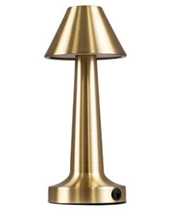 GloboStar® GloboStar® MOLLY 76518 Επαναφορτιζόμενο Επιτραπέζιο Φωτιστικό Πορτατίφ LED 1.5W 105lm 120° DC 5V IP44 Θερμό Λευκό 2700K Dimmable Χρυσό Αλουμίνιο - Μ10 x Π10 x Υ23cm - 2 Xρόνια Εγγύηση