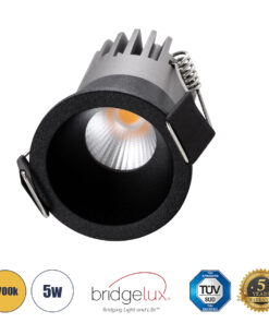 GloboStar® GloboStar® MICRO-S 60239 Χωνευτό LED Spot Downlight TrimLess Φ4cm 5W 625lm 38° AC 220-240V IP20 Φ4 x Υ5.9cm - Στρόγγυλο - Μαύρο - Θερμό Λευκό 2700K - Bridgelux COB - 5 Years Warranty