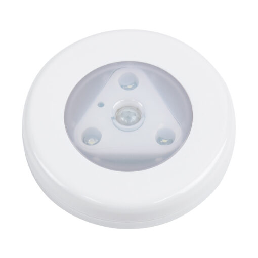 GloboStar® GloboStar® 79004 Φωτιστικό Νυκτός Μπαταρίας 3xAAA (Δεν Περιλαμβάνεται) LED SMD 5050 1W 80lm με Αισθητήρα Κίνησης και 3M Διπλής Όψης Αυτοκόλλητη Ταινία Αδιάβροχο IP44 Ψυχρό Λευκό 6000K D7.5 x H1.5cm