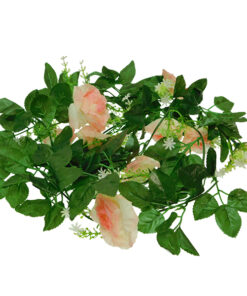 GloboStar® GloboStar® 09003 Τεχνητό Κρεμαστό Φυτό Διακοσμητική Γιρλάντα Μήκους 2.2 μέτρων με 10 X Μεγάλα Τριαντάφυλλα Ροζ