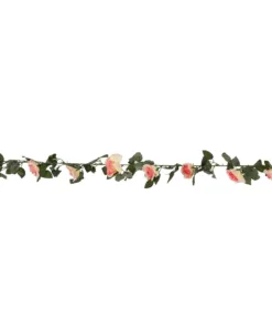 Alternative view of GloboStar® 09004 Τεχνητό Κρεμαστό Φυτό Διακοσμητική Γιρλάντα Μήκους 2 μέτρων με 16 X Μεγάλα Τριαντάφυλλα Ροζ