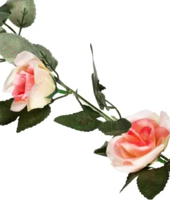 GloboStar® 09004 Τεχνητό Κρεμαστό Φυτό Διακοσμητική Γιρλάντα Μήκους 2 μέτρων με 16 X Μεγάλα Τριαντάφυλλα Ροζ 7 09004 3